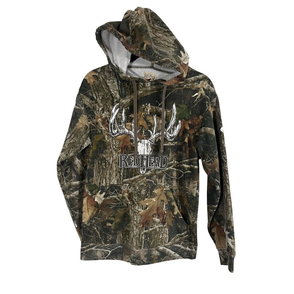 Redhead Camo Graphic Hood Sweatshirt Brown XS Hunting Outdoors Camping‎ Retro
